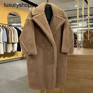 Maxmaras Coat Teddy Bear Womens Cashmere Coats ull vinter 2024 Autumnwinter 18 färgstjärna samma stil päls partikel kamel fleece m