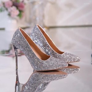 Scarpe eleganti comodi pompe da donna 2024 estate per donne paillettes alla moda brillante principessa tacchi sottili sexy femmina