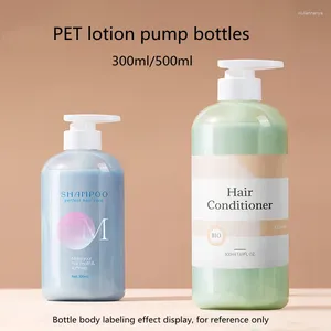 Depolama Şişeleri 300/500ml Pet Losyon Pompa Şişesi Şampuan/Saç Koşulu/El Sanitleştiricisi/Duş Jel Boş Konteyner Kozmetik Ambalaj