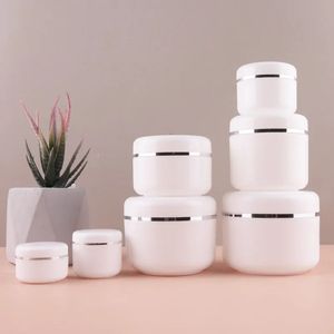 1Pcs/Pack 20ml 30ml 50ml Cream Jar White Plastic Makeup Container Sample Cosmetics Box Empty Makeup Jar Pot Refillable Bottles