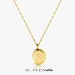 Pendant Necklaces 316L Titanium Steel Plated With 18K Gold English Characters Irregular Small Block Necklace Women Girlfriend Gift Jewelry