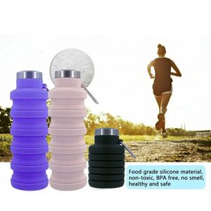 500ml outdoor expandable water bottle portable foldable silicone sports cup 240424