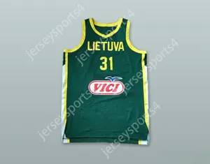 CUSTOM NAY Name Mens Youth/Kids ROKAS GIEDRAITIS 31 LIETUVA LITHUANIA GREEN BASKETBALL JERSEY TOP Stitched S-6XL