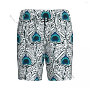 Men's Sleepwear Peacock Feathers Seamless Pajama Pants For Man Home Short Trousers Men Sleep Bottom Wear