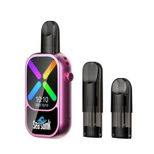 Dispositivo digital de mar Seasomk POD VAPE Bluetooth Calling E-Cigarette Mesh Coil 500mAh tipo C Stopwatch Music Music Pretende Poff Puff Bars Capacidade POD vs Tornado Puff 16K 15k 12k