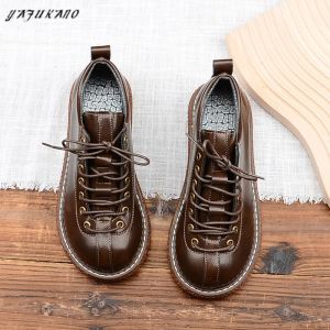 Boots Mori ThickSoled College British LaceUp Women Small Leather Shoes Big Head Doll Shoes Literary Retro Platform Flat Women Shoes