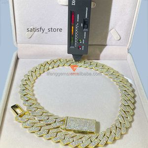 Privat juveleredesultat Hip Hop Jewelry 20mm Iced Out VVS Moissanite Diamond 925 Sterling Silver Gold Miami Cuban Link Chain