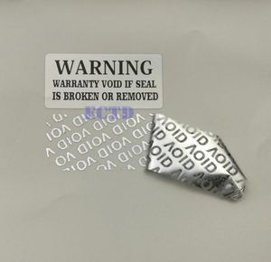 5000st Silver Color Void Security Etiketter Borttagna Tamper Tydligt garanti Klistermärke Waterpoof Sealing Sticker2096778