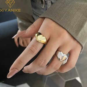 Band Rings Xiyanike Silver Trend Творческое новое любовь в форме сердца золото