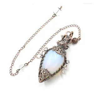 Pendant Necklaces Magic Lamp Pendants Reiki Pendulum Chain Natural Stone Charms Mascot Amulet Fashion Jewelry For Women 10Pcs