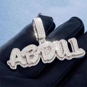 hiphop letters sier name iced out vvs bust down custom moissaniteペンダント