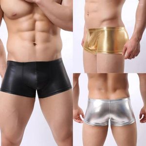 Underpants Patent Leather Sexy Boxer Briefs Funny Toy For Adult Games Men's Boxershorts Under Wear Male Wholesales