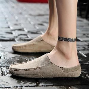 Slippers 2024 São meio casual sandálias de couro casual masculinas de alta qualidade