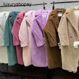 Maxmaras Coat Teddy Bear Womens Cashmere Coats ull vinter 2024 Partikelpäls silhuett ny samma kamelfleece midlängd lamm coa