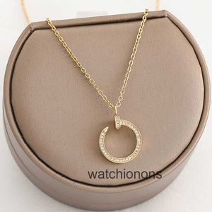 High Quality Luxury Necklace Cartter Trendy and highend full of diamond card home nail titanium steel necklace zircon pendant fashionable