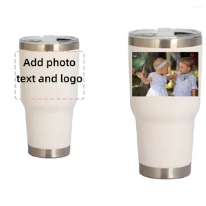 Tumblers Produtos personalizados 30 onças de aço inoxidável Copos de canecas de café personalizadas com imagens personalizadas Presente para casais Família animal de estimação.