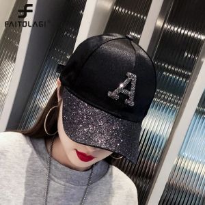 Softball Women's Cap Rhinestone cekin liter baseball czapka letnie dziewczyny żeńskie czapki hip -hopowe snapback regulowany kapelusz słoneczny