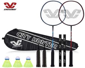 Sports Badminton Rackets Set 2 Pcs Lightweight Carbon Shaft Nylon Birdies for Two Players Adults Youth Beginners Family Couples 2U7967132