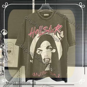 Moda Men s T Camisetas Hip Hop Hellstar Crack Retrato Impressão Graphic Camise