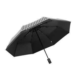 Fully Automatic Three Fold Sunscreen Sun Umbrella UV Resistant Rain Resistant Dual-Purpose Black Rubber Umbrella High-End for Women