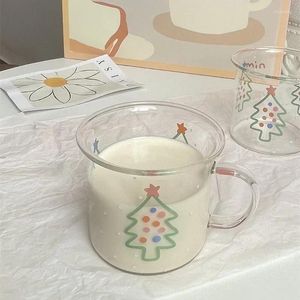 Vinglas med kreativ julglas mugg med handtag frukost mlik kaffe juice te cup drinkware xmas gåvor till familjevänner