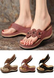 Sandalet yaz kadın çiçek kama bayanlar açık ayak parmağı ayakkabı platformu flip flops slaytlar plaj kadını sanalia4233273
