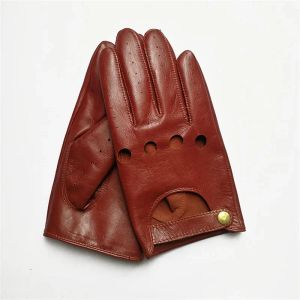 Men's Genuine Leather Gloves Male Breathable Fashion Classic Goatskin Unlined Thin Spring Summer Driving Mittens