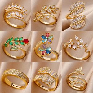 Band Rings Fashion Chain Ring Womens Gold Stainless Steel Ring Trend Luxury Korean Aesthetic Jewelry Anillos Mujer 2024 New Q240427