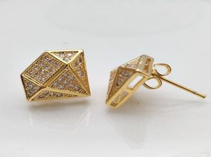 Neue Mode 18k Gold und Weißgold Prinzessin Cut Diamond Herren Ohrring Studs Personalisierte Hip Hop CZ Kubikzirkonia -Bolzen Ohrringe J4614533