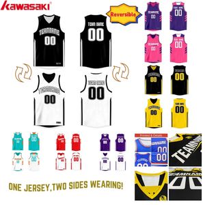 Customized reversible basketball jersey personalized printing of name and number blank team sportswear for boys and girls 240425