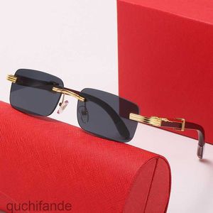 Оригинальный дизайнер Cartere Designer Designer Sunglass Новые безрамные деревянные пружинные ноги мужские и женские солнцезащитные очки приливные солнцезащитные очки рамы с помощью 1: 1 настоящий логотип