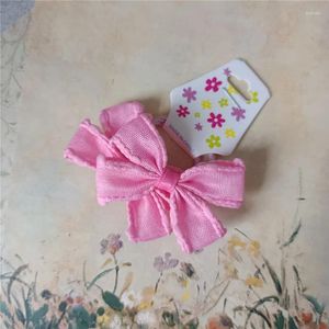 Hårtillbehör Spring och sommarflickan Headrope Sweet Sweet Rose Pink Mini Silk Ribbon Bow Tie Leather Band Loop Rope