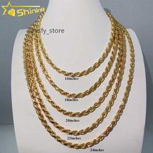 6mm Sterling Silver 925 Gold Plated Rope Chains for Men