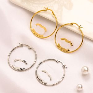 20style High-quality Simple Fashion 18K Gold Plated Letter Women Designer Studs Ear Loop Stainless Steel Hollow Engagement Couple Jewelry