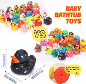 Brinquedos de banho de bebê 6/12/24/66 PCs 2 polegadas Patos de borracha Toy 70 Designs Duckies for Kids