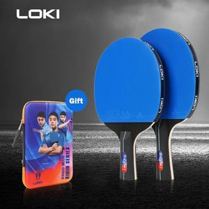 LOKI K5000 Table Tennis Racket Set 2pcs Home Entertainment PingPong Rackets with Blue Color Ping Pong Rubber 240419