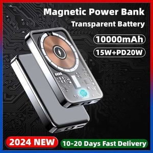 Cell Phone Power Banks 10000mAh New Macsafe Powerbank Magnetic Wireless Power Pack External Auxiliary Battery Pack iPhone 12 13 14 15 Quick Charger J240428