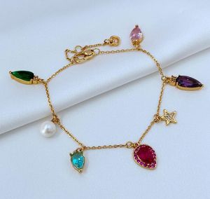 18K Gold Fashion Luxury Colorful Zircon Charm Bracelet