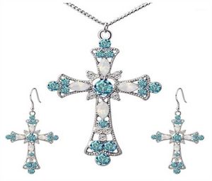 Crystal Pendant Necklaces Earrings Sets Wedding Statement Necklace for Women Jesus Jewery Set Flower Christian Jewelry17994765