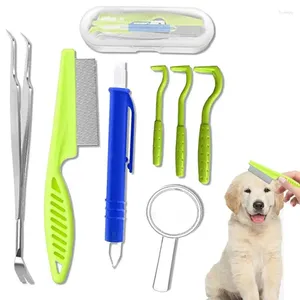 Hundkläder Tick Eliminator Kit Easy Use Flea Hook Tweezersdog Clamp Pet Cat Extractor Accessories