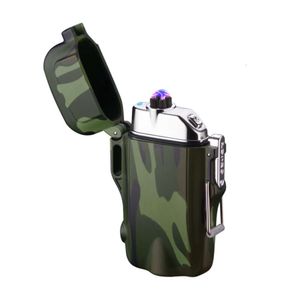 Waterproof Usb Lighter Multicolor With Double Arc And Powerful Flashlight For Outdoor Using