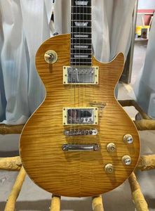 1959 Tribute a Gary More Peter Green Flame Beige Top Relic Smoked Sun Blast Guitar Electric Un pezzo di corpo in mogano, un PC Neck