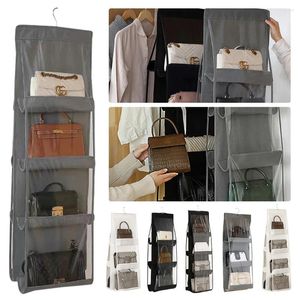 Storage Boxes 6/8 Pockets Handbag Organizer Clear Bag Collection Holder Foldable Closet Purse For Family Bedroom