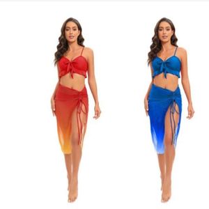 New Split Women's Swimsuit Sexy Bikini Mesh Skirt Three Piece Swimsuit Bikini