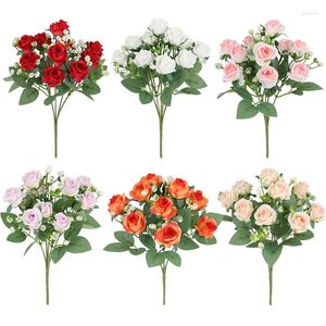 Fiori decorativi 10 teste finte bouquet rosa fiore artificiale San Valentino regalo per feste decorazioni per matrimoni POPOGRIT