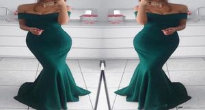 Vestidos de Fiesta Simple Dark Green Mermaid Long Evening Dresses 2018 Off Shoulder Gleats Formal Prom Party Gowns Cheap Wear1232533