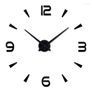 Duvar Saatleri 2024 Vintage Saat Modern Tasarım Büyük Diy Akrilik Horloge Murale Kuvars İzle 3D Çıkartmalar Kısa Oturma Odası