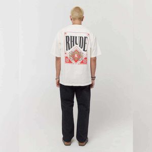 Högkvalitativ original Rhuder Designer T Shirts Vintage Tee Print med 1: 1 logotyp