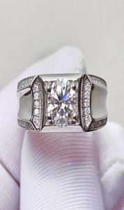 1 karat real moissanite ring för män inte justerbar enkel klassisk S925 sterling silver platina pläterade diamant bröllop ringar6234892