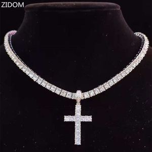 Pendant Necklaces Men Women Hip Hop Cross Necklace With 4mm Zircon Tennis Chain Iced Out Bling HipHop Jewelry Fashion Gift